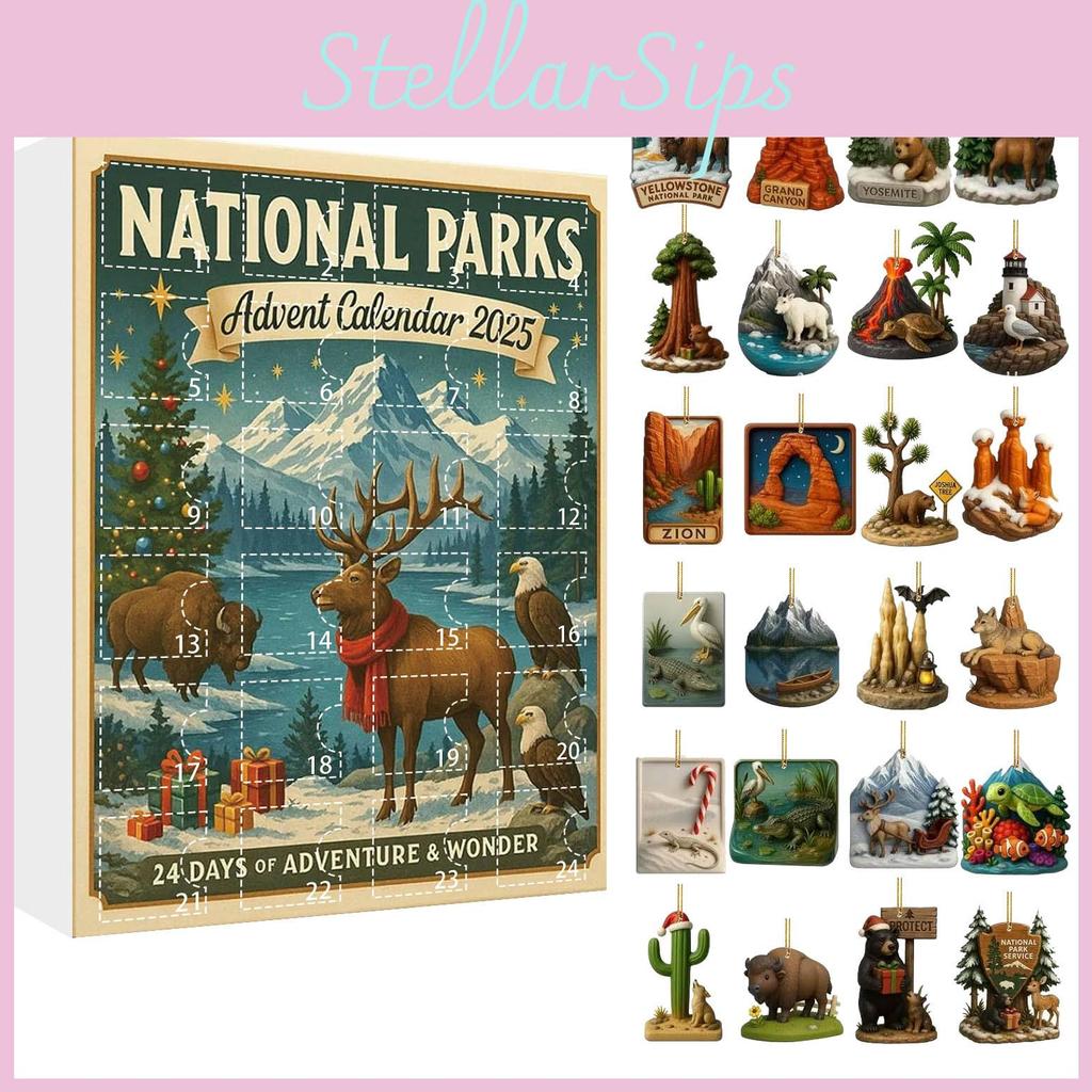 National Parks Advent Calendar Acrylic 24 Piece Set For Christmas Gift And Holiday Decor