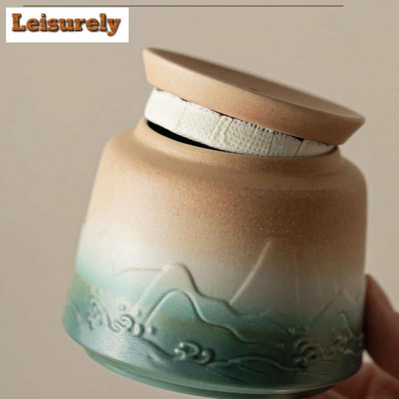 111ml Mountain Sea Ceramic Master Cup with Lid Tea Cup with Inner Filter Large-capacity Separation Teacup Chinese Tea Supplies