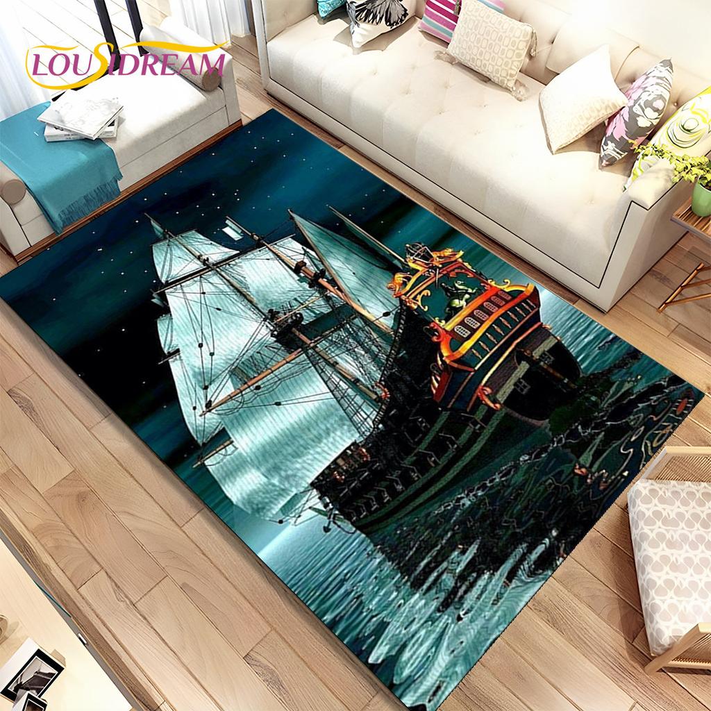 Un bateau pirate, une barque, un bateau, un tapis pour la maison, le salon, la chambre à coucher, un canapé, un paillasson, un tapis de sol antidérapant