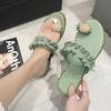 Moda verão feminino bonito abacaxi sandálias planas toe chinelos chinelos casuais