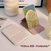 Pu Leather Solid Color Foldable Makeup Mirror Simple Portable Handheld & Desktop Dual-Use Student Cute Pocket Mirror