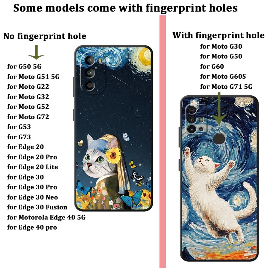 Phone Cover Case for Motorola Moto G22 Edge40 G50 G32 G52 G53 G30 G60s Edge 20 Pro 30 Lite G71 G51 G73 Cute Cartoon Cat