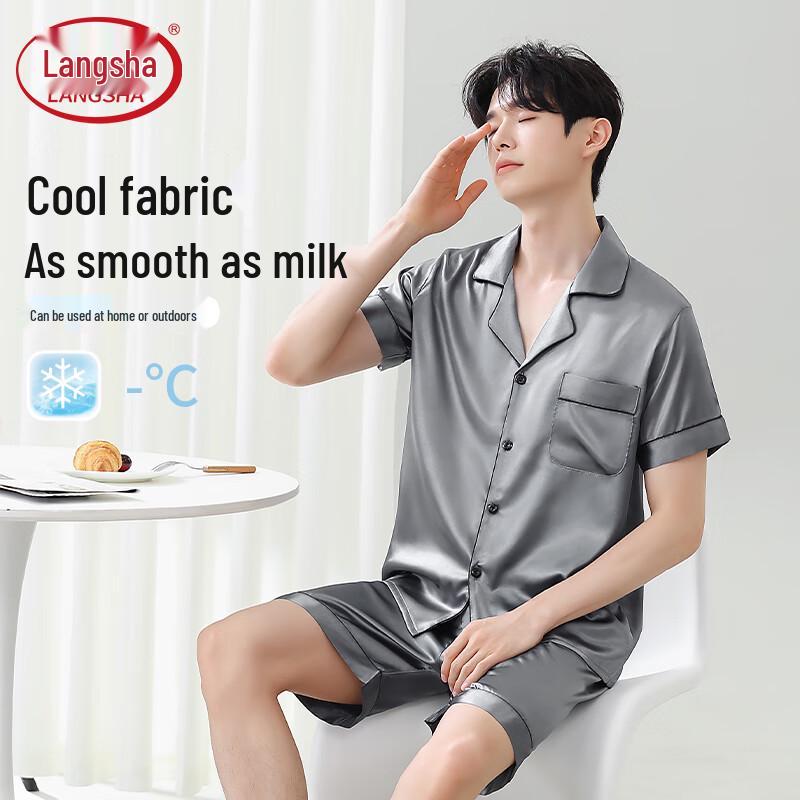 Langsha Men s Ice Silk Short Sleeve & Shorts Set XL