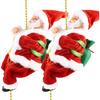 Electric Santa Climbing Rope Decoration, Climbing Santa with Music, Battery Operated Climbing Santas Claus, Funny Musical Christmas Tree Ornament,