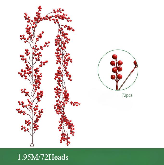 1.95m/72Heads Red Fruit Rattan Artificial Vine For Home Christmas Decoration Party Supplies Backdrop Wall Christmas Garland