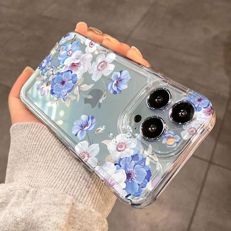 Flowers Phone Case For Xiaomi Redmi Note 14 13 12 Pro Plus 5G 12S 11 10 Redmi 13 12 14C 13C 12C Transparent Shockproof TPU Cover
