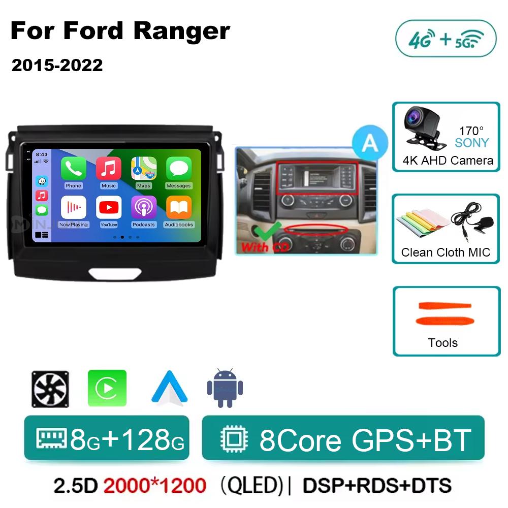 Android 14 Car Radio Stereo Screen For Ford Ranger 2015 2016 2017 2018 2019-2022 Qualcomm Multimedia Carplay Autoradio Head unit