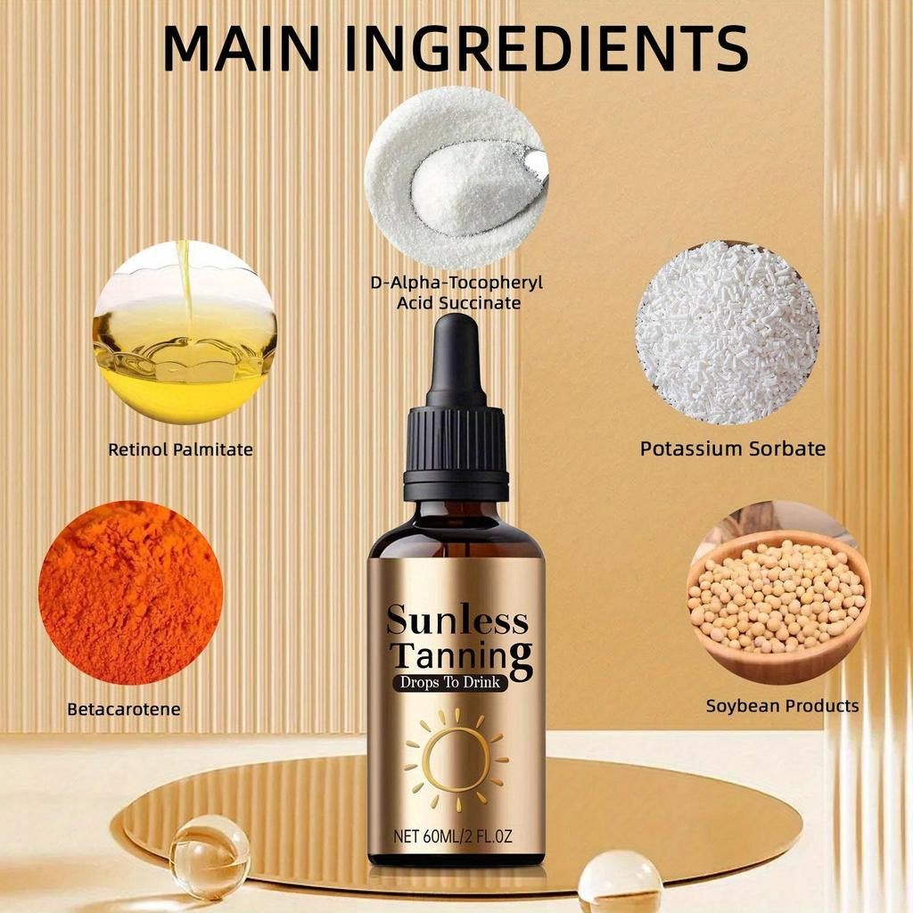 Natürliche Selbstbräunungstropfen zum Schwimmen & für den Außenbereich Unisex Bräunungsbooster Nahrungsergänzungsmittel zum Einnehmen