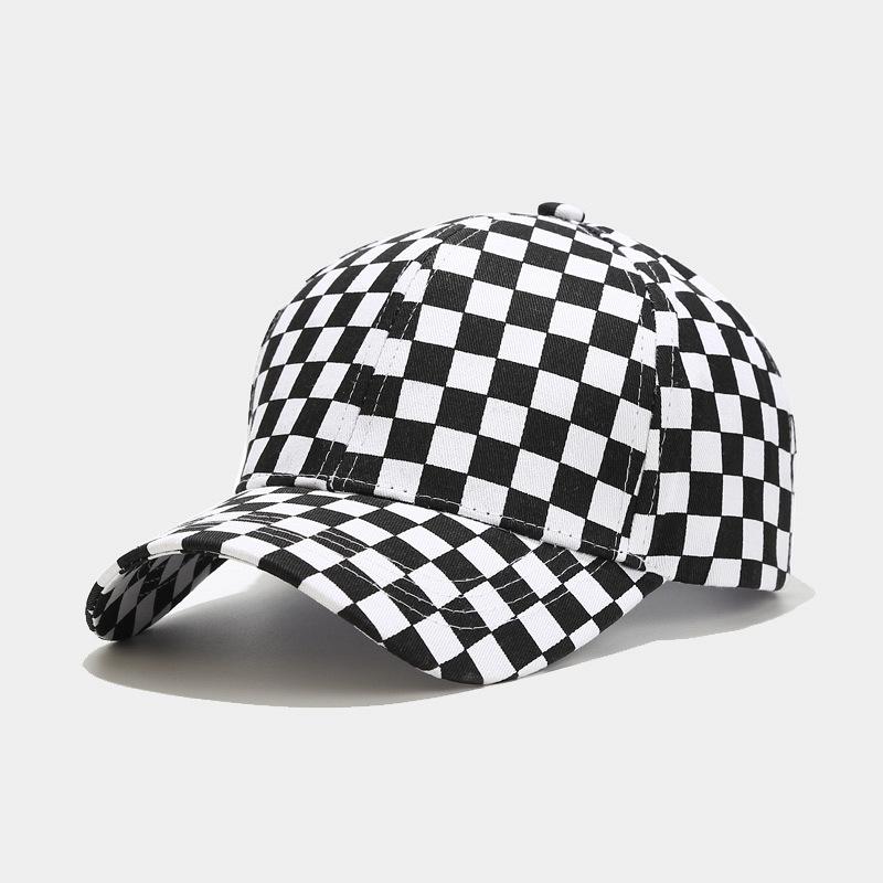 Fashion Hat New Creative Checkerboard Baseball Cap Men's and Women's Trend Casual Outdoor Sunscreen Visor Cap Curved Edge Cap