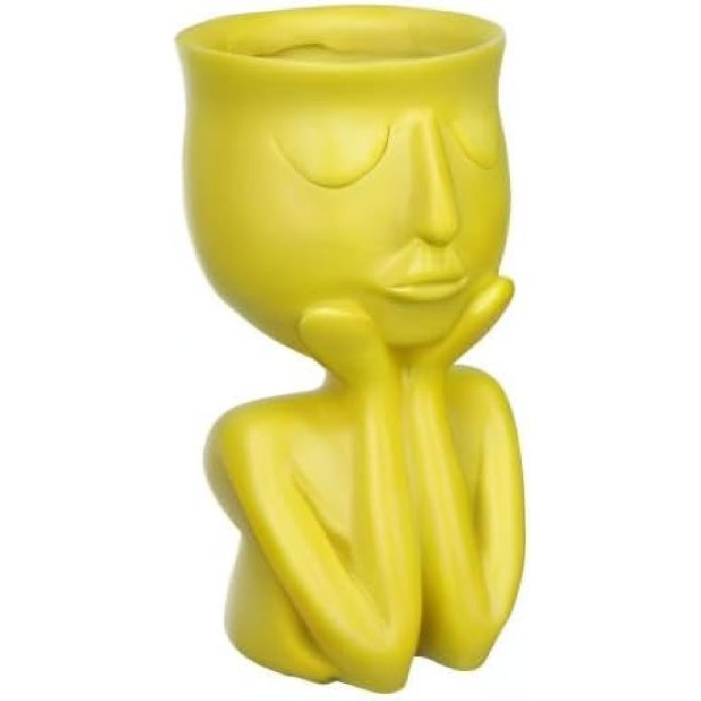 Resin Head Planter Face Flower Pot 6 inch Tiny Human Shaped Flower Vases Succulents Pots Desktop Decoration for Home Office Indoor Outdoor Gardening