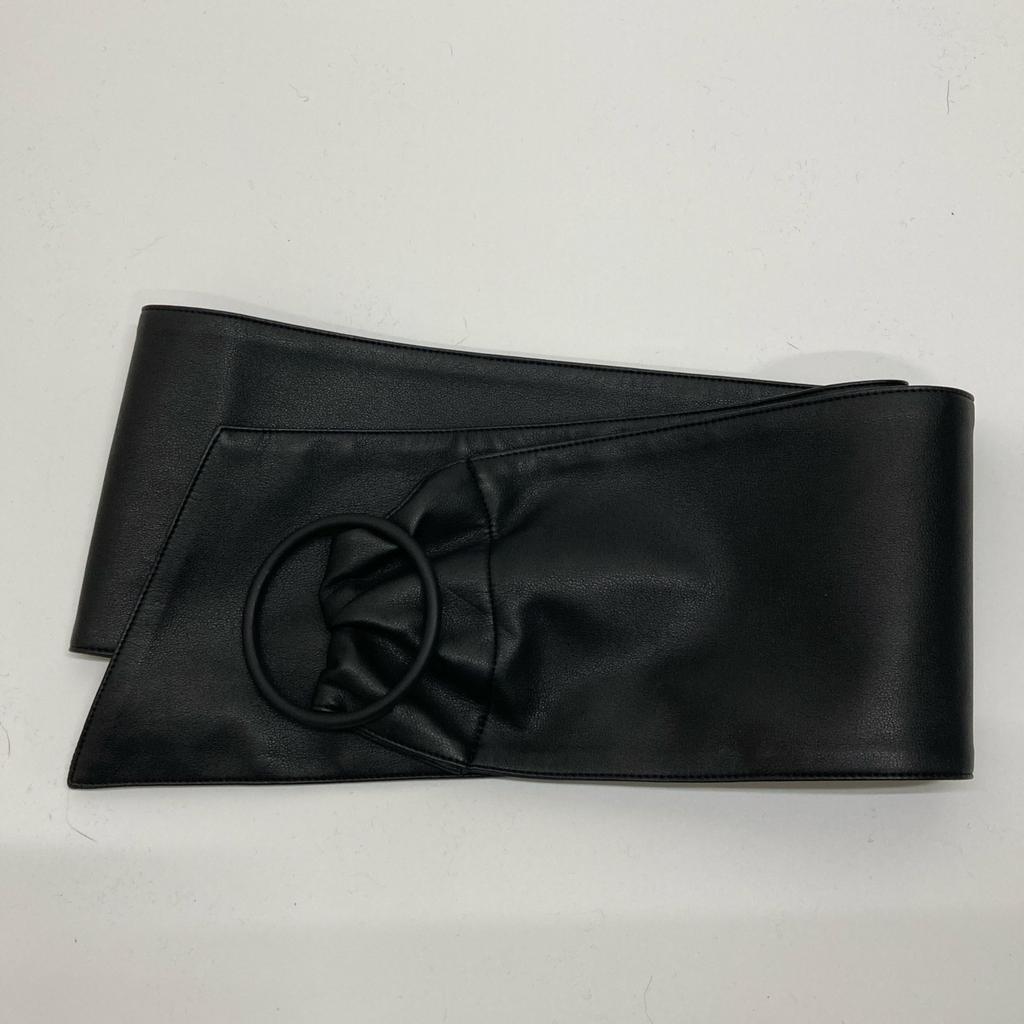 ADORE 531-7220927 Noir leather belted flared shoes skirt 38 blackUsed