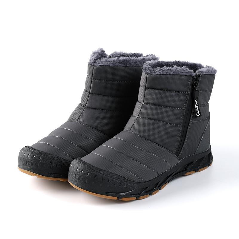 Men's Winter Warm Snow Boots With Zipper Non-Slip Water Resistant Faux Fur Lined Ankle Booties Outdoor Comfort High-Top Hiking Walking Shoes for Men
