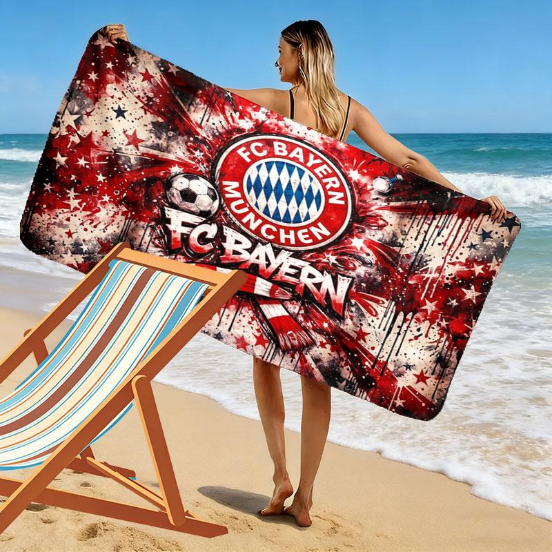 Asciugamano da Spiaggia con Stampa FC Bayern Monaco, Asciugamano Grande Morbido Asciugatura Rapida per Spiaggia Campeggio Nuoto