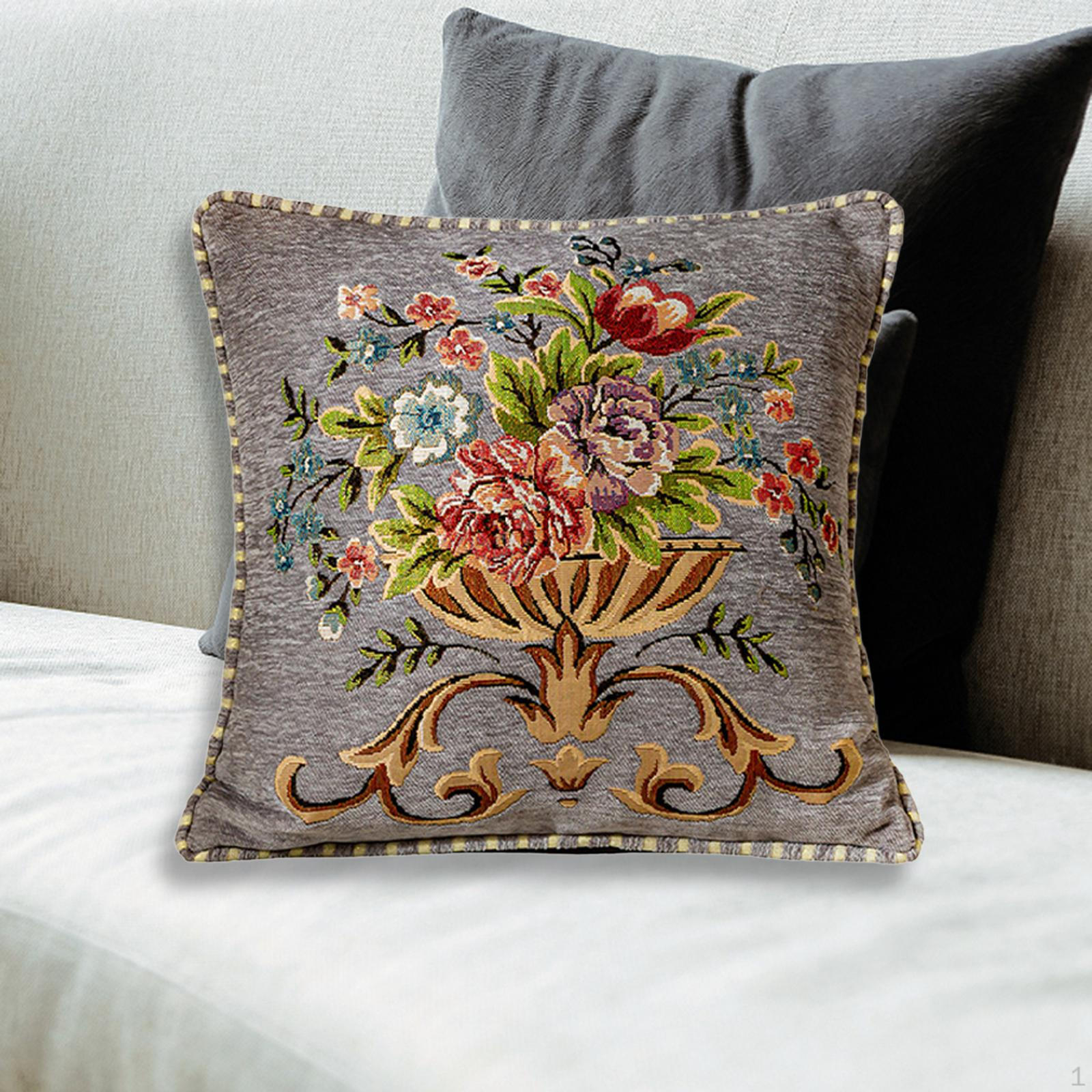 

19x19 дюймов Декоративная наволочка с цветочным принтом, квадратная наволочка для домашнего офиса, машинная стирка серый