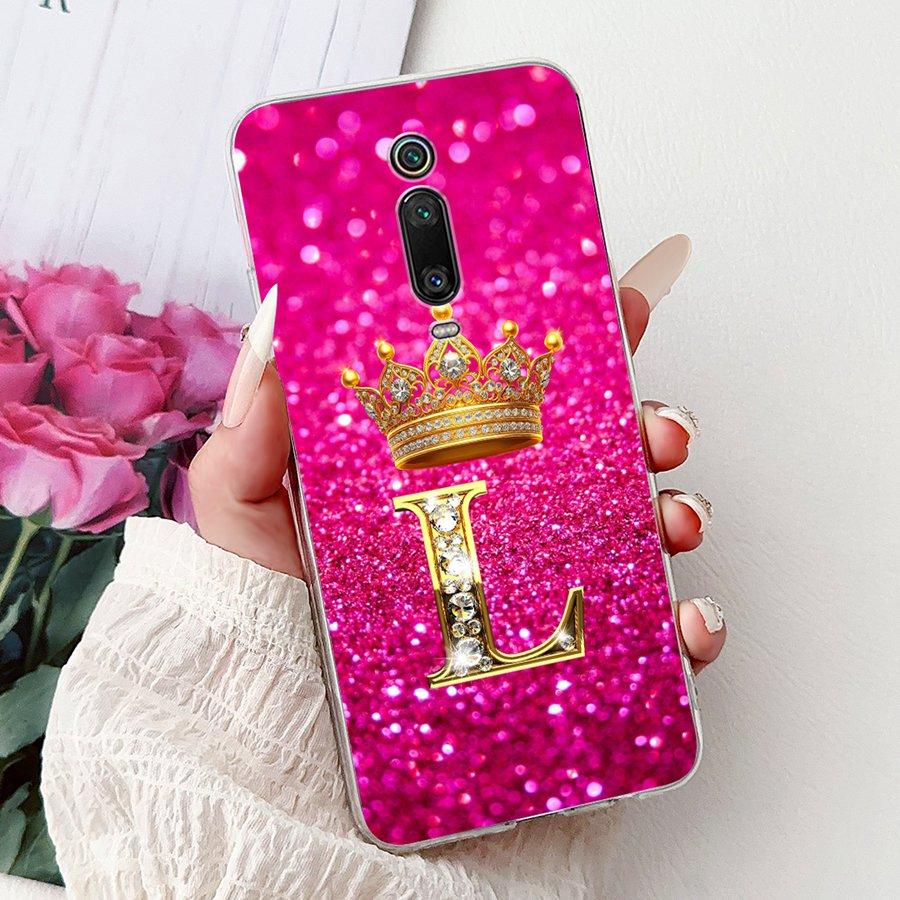 For Xiaomi Mi 9T Case Mi 9T Pro Phone Back Cover Pink Black 26 Letter Soft Silicone Funda For Xiaomi Mi9T  9 Tpro Couqe