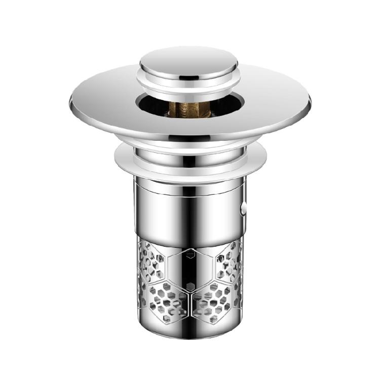 

Sink Drain Strainer Basket Metal Drain Plug Push Type Bounce Cores Drain Filter AntiClogging Sink Stoppers Enduring 1
