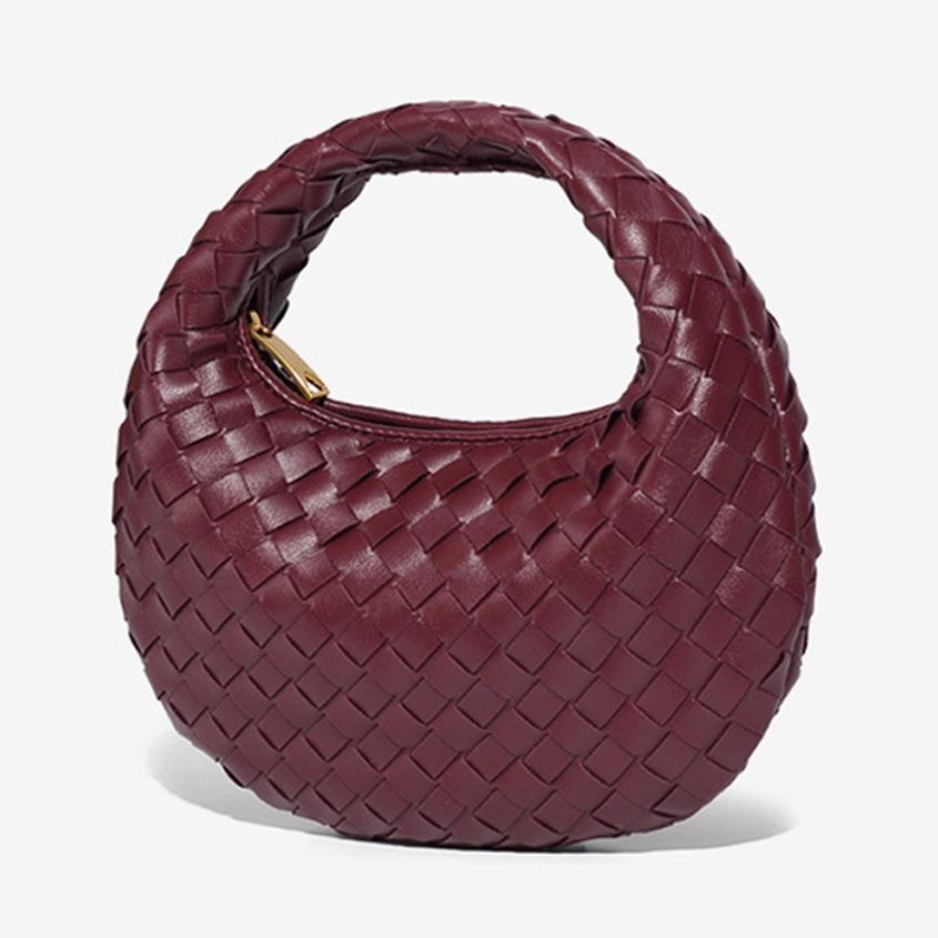 Geflochtene Damen Umhängetasche Mode Einfarbige Mini-Handtasche Hobo-Tasche Beutel Umhängetasche