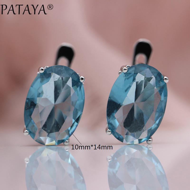 

PATAYA Романтичні вінтажні сережки Жіночі сережки зі штучним цирконом, овальний камінь рожевого золота