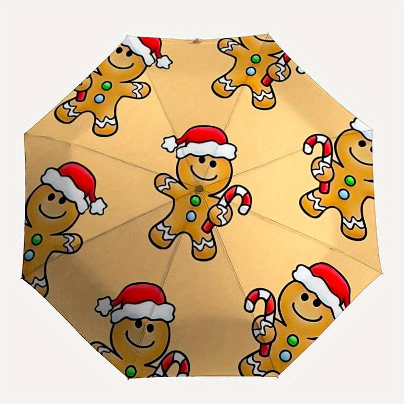 

1pc Gingerbread Man Automatic Folding Umbrella, Portable & Foldable Design with 8 Ribs, Casual Outdoor Accessory yy250805056