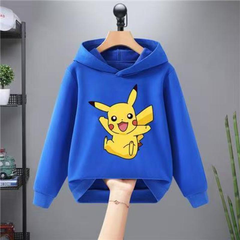 Jungen Freizeit-Hoodie Herbst Winter Modisch Kreativ Niedlich Cartoon Pikachu Warmer Bequemer Hoodie