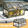 Boîte à Trésor Pirate en Plastique Transparent Antique Boîte à Bijoux en Cristal Gemme Coffre Organisateur de Rangement Petite Boîte à Bibelots Accessoires Photographiques