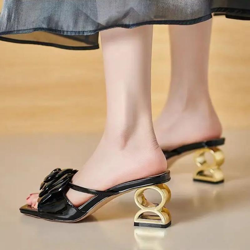 Fashion Luxury Womens Shoes 2025 Summer Fashion Women's Sandals Flowers Dress Party Wedding Female Sandals Shoes Slippers Big Size 34-42