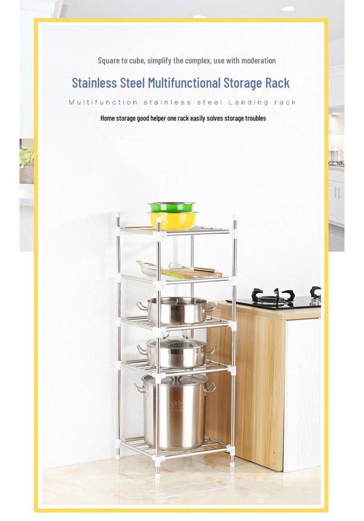 Stainless Steel Multi-layer Kitchen Storage Rack for Pots and Basins