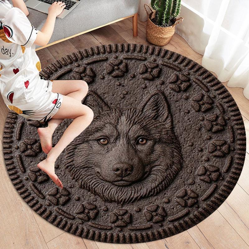 Cookie Magical Creature PrintRound Area Rug,Carpet Rug for Living Room Bedroom Sofa Playroom Decor,Non-slip Floor Mat