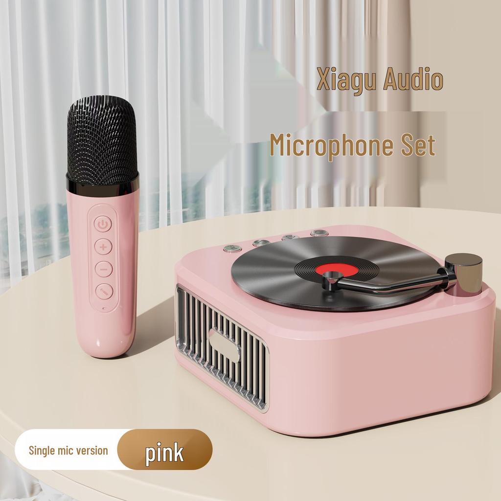 Retro Vinyl Record Player with Bluetooth Speaker & Wireless Microphone - Ultra-Small & High-Quality, Perfect Festival Gift