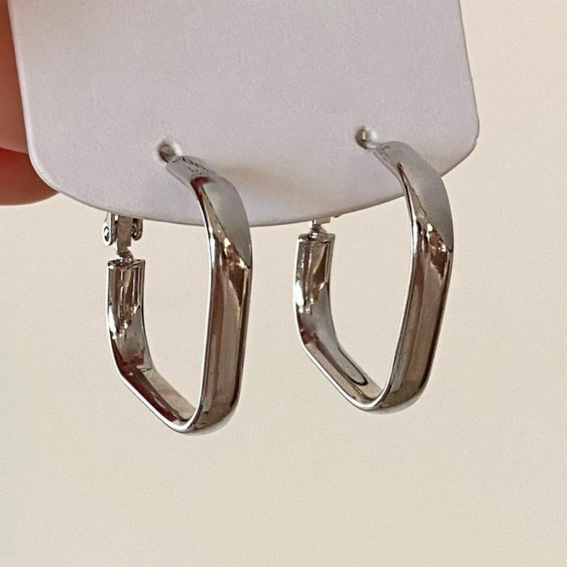 PONYKISS Sterling Silver 18K Gold Square Hoop Earrings for Women Classic Geometric Fine Personality Accessories