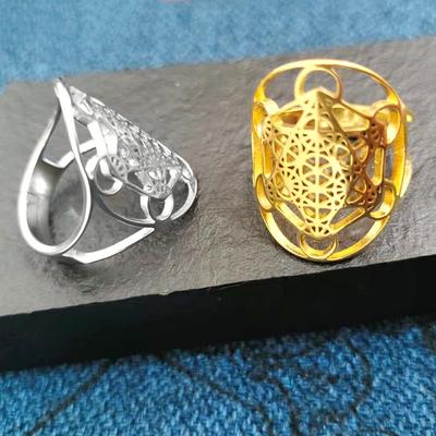 Trendy European-American Adjustable Stainless Steel Hollow Star Ring