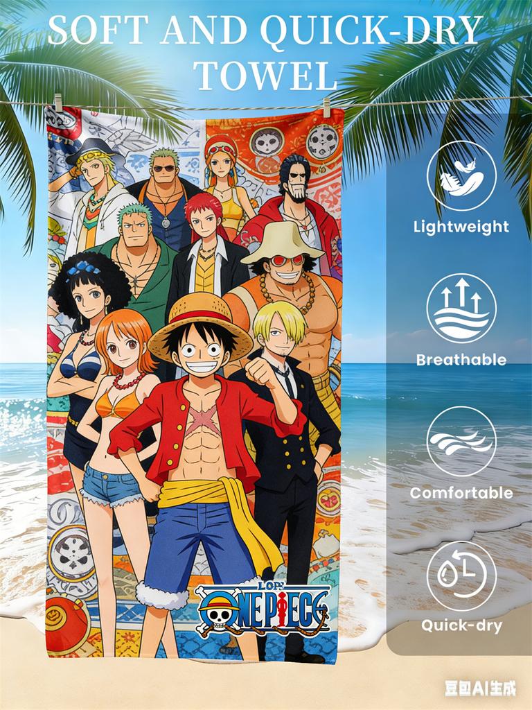 Anime Pirate Crew Adventure Beach Towel Soft Quick Dry Breathable Lightweight Comfortable Towel Travel Pool Camping Essentials