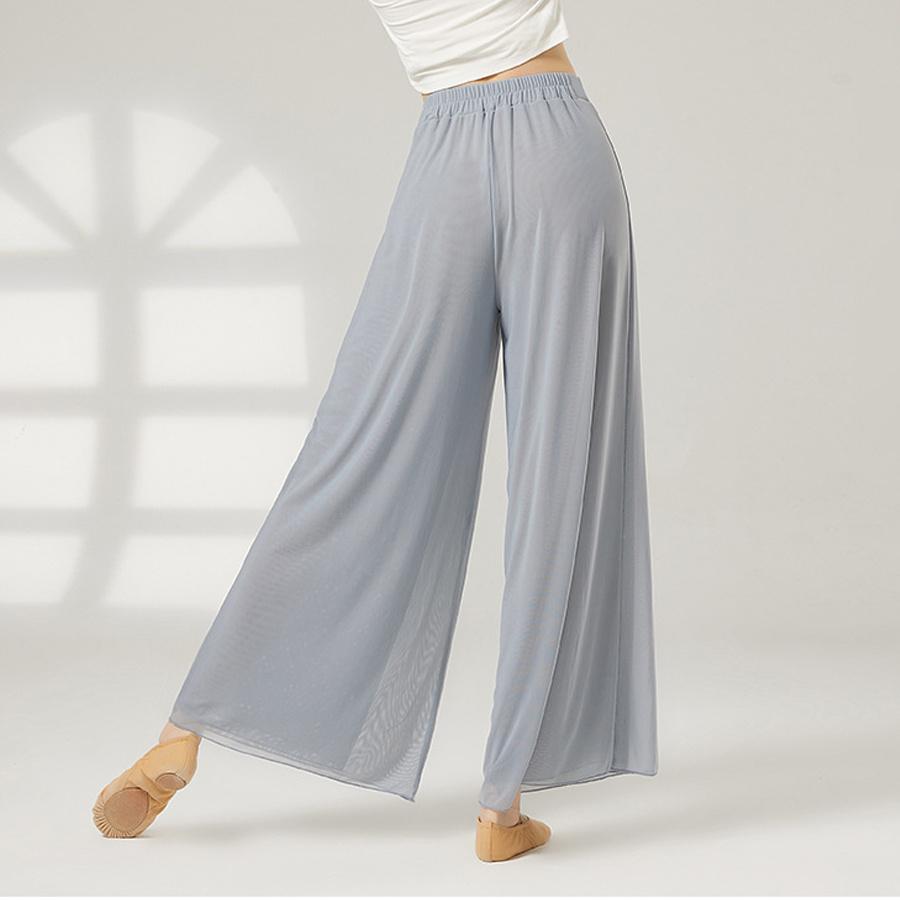 Pantaloni da Danza Moderna a Gamba Larga in Rete da Donna Pantaloni Classici da Balletto a Vita Alta Abbigliamento da Danza Classica per Adulti Performance