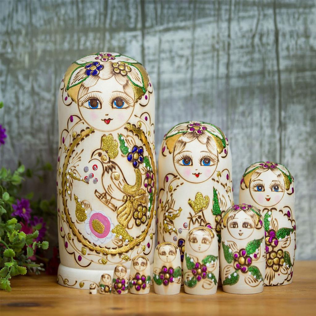 Russian Nesting Dolls 10 Pieces Hand Painted Toy Traditional Matryoshka Doll Traditional Russian Stacking Dolls
