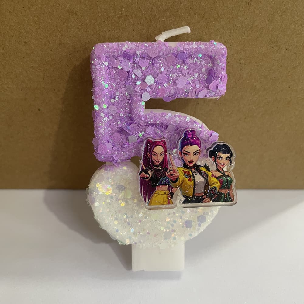 Kpop Demon Hunters Theme Candle 3D Number 0-9 Kids Birthday Cake Decoration Baby Shower Anime Party Accessories Gifts