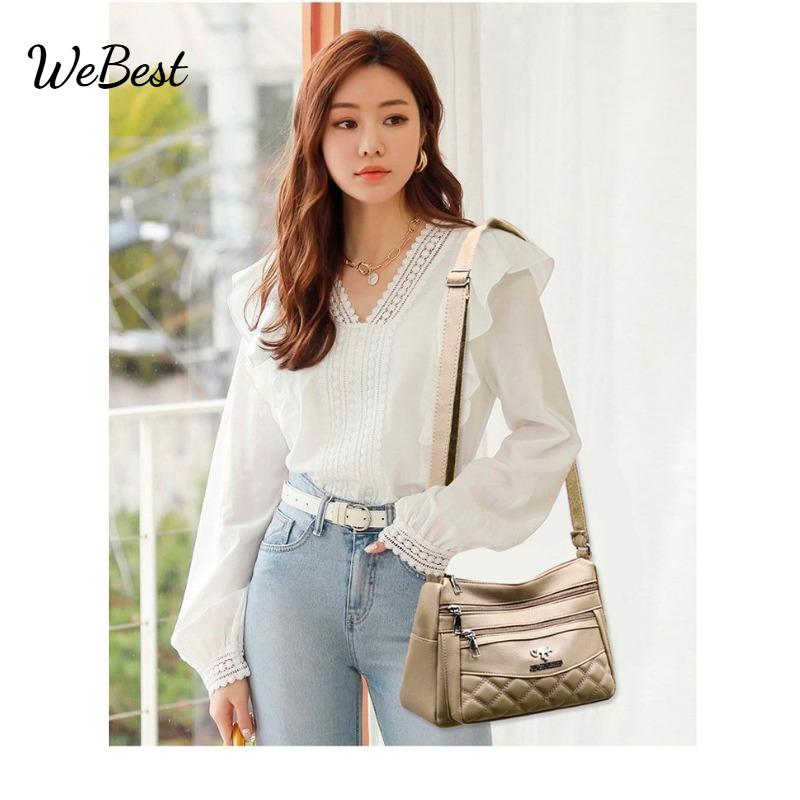 

Multi Layered Soft Leather Women s Crossbody Bag