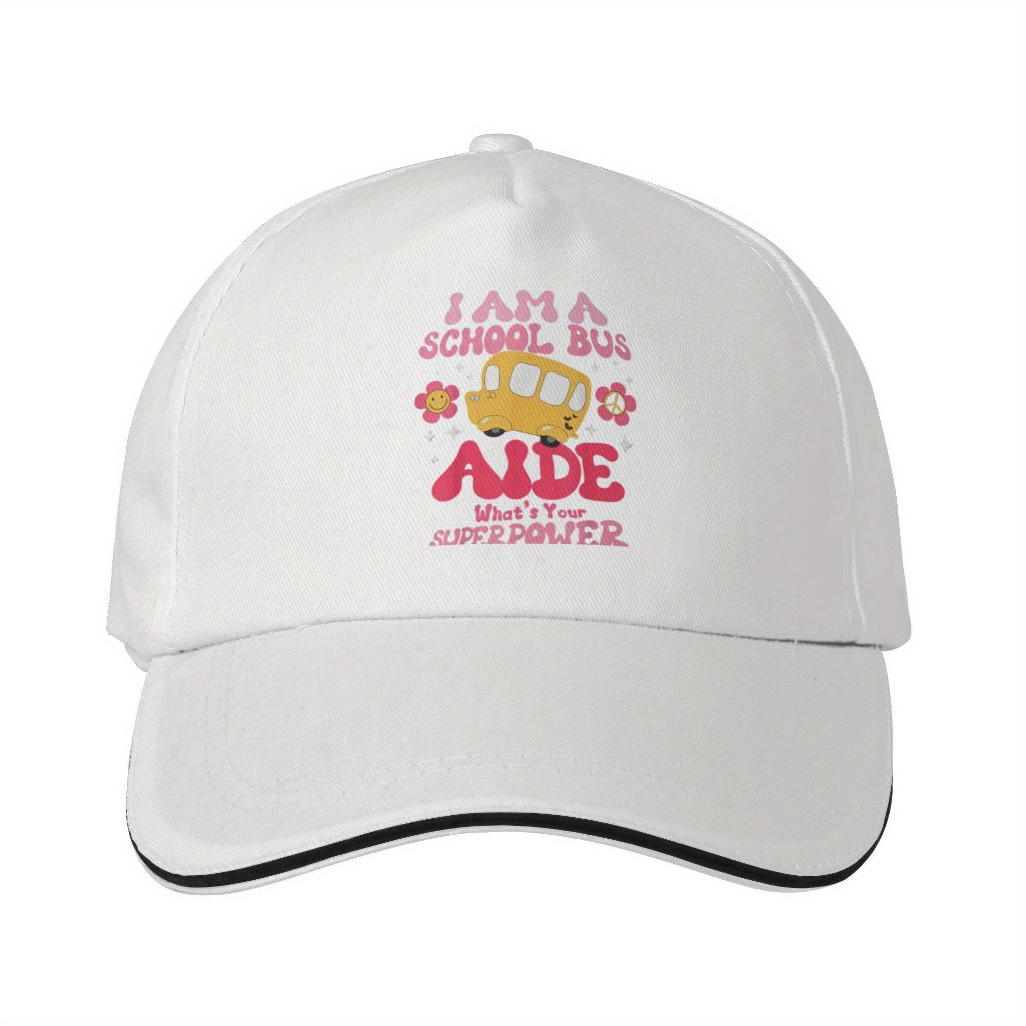 I Am A School Bus Aide Whats Your Superpower Baseball Cap Polyester Adjustable Casual Hat for Educators One Size