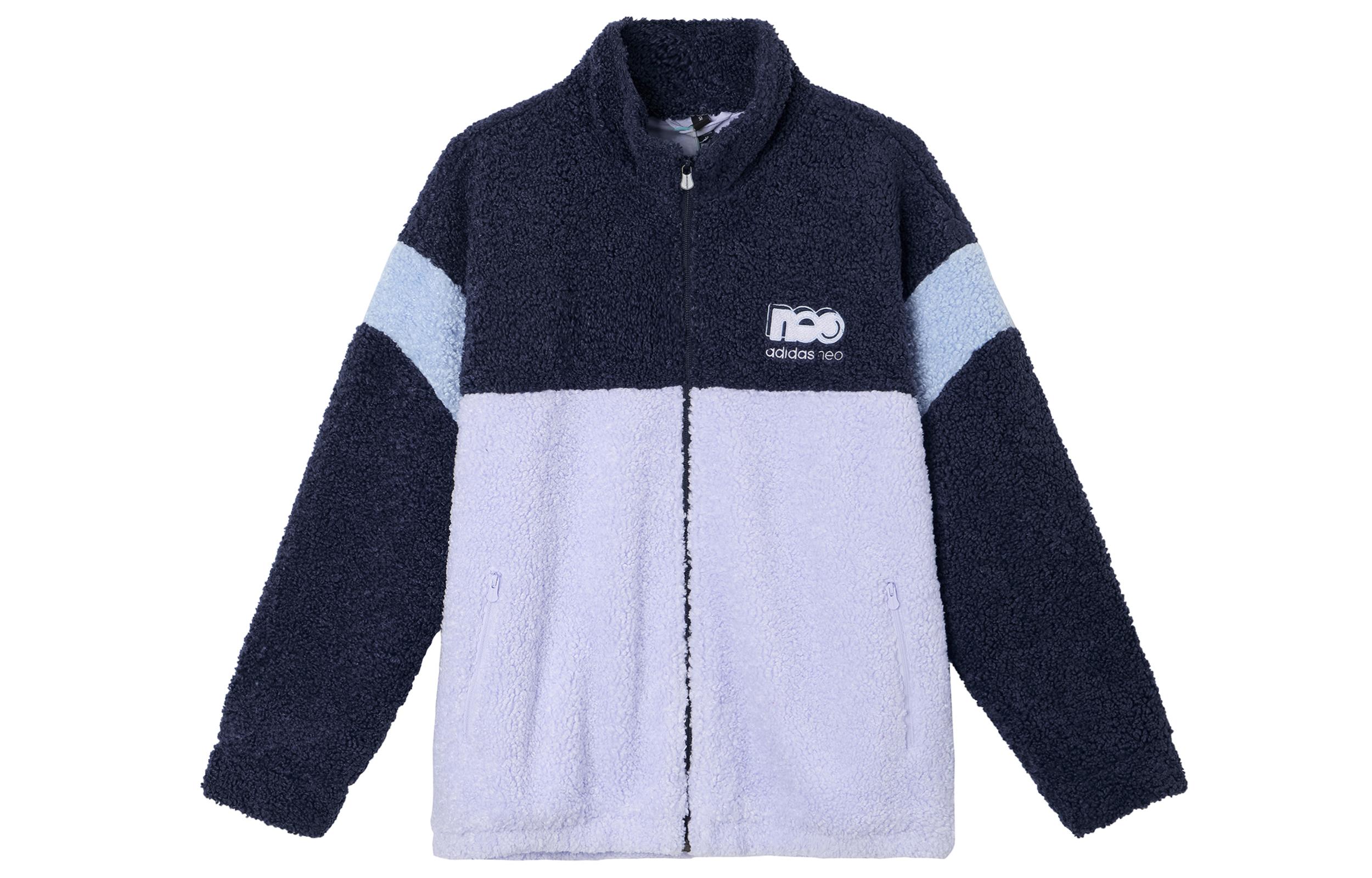 Adidas Neo Velvet Jackets Women s Blue Stand Collar Moderate GU0838 S