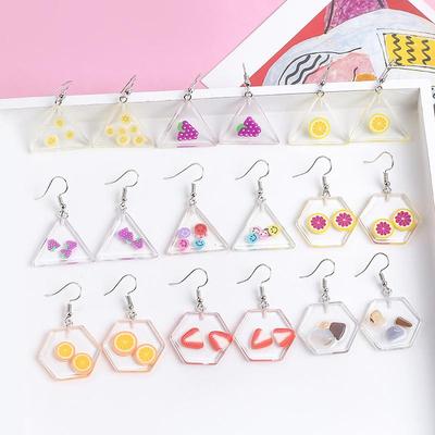 Smile Face Acrylic Transparent Geometric Drop Earrings Cute Sweet Fruit Jewelry