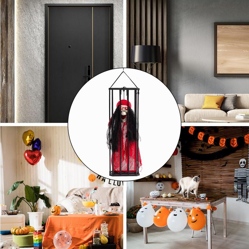 Halloween prisoner ghost ornaments horror prisoner ghost pendant induction cage ornaments prank props holiday decoration