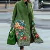 2025 European American Style Women Long Woolen Coat Autumn Winter Printed Fashion
