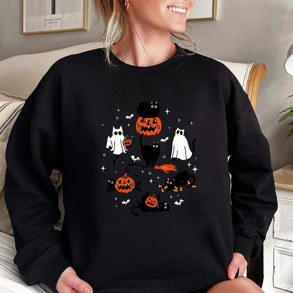 Cute Halloween Ghost Boo Cat Sweatshirt Halloween Cat