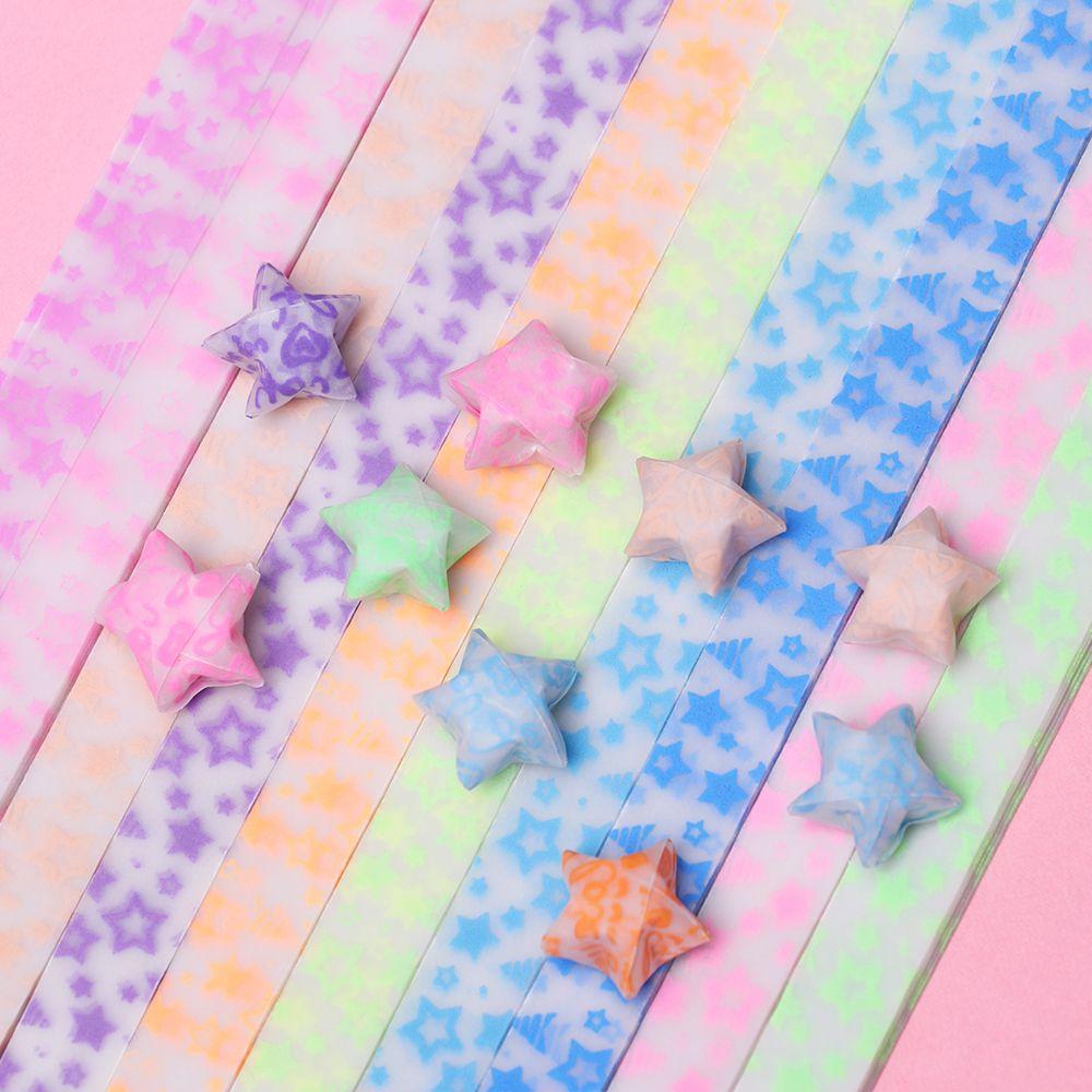 210pcs/lot Single Sided Fluorescence Candy Colors Home Decor Best Wishes Paper Strips Folding Star Origami Scrapbooking