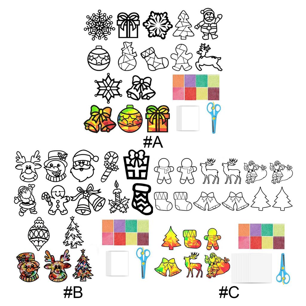 12 Pack Window Pictures Christmas Craft Set Window Arts and Crafts DIY Paper Kit for Kids