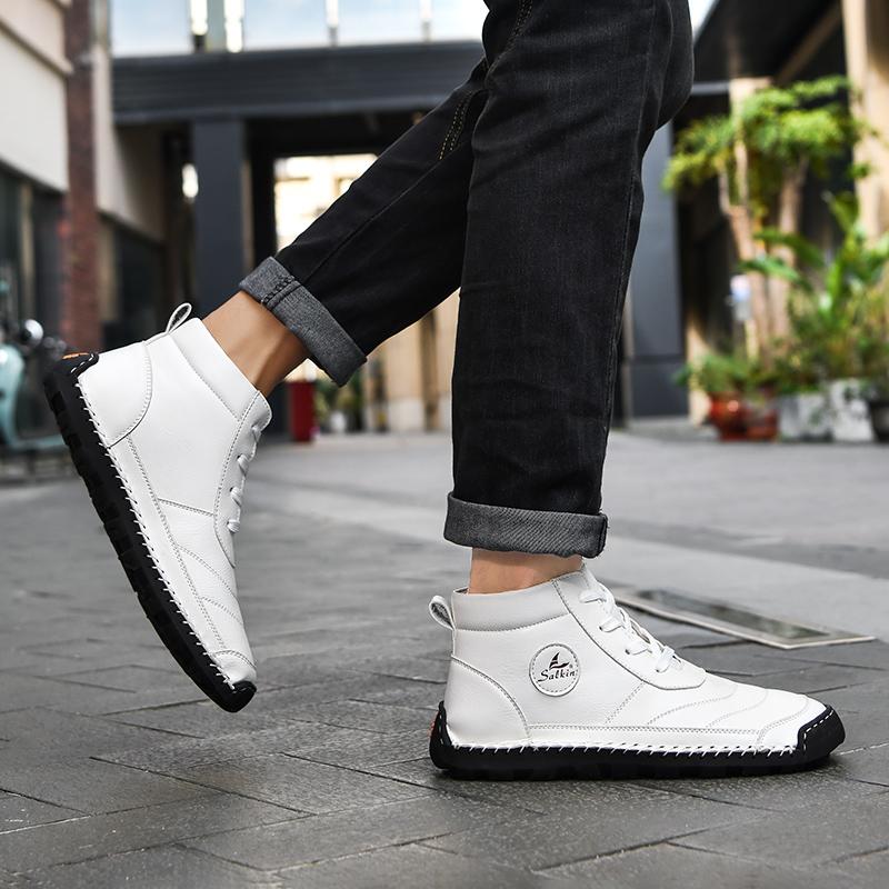 Retro Erkek Botları Moda tasarım ayakkabı Erkekler yarım çizmeler Erkekler Yürüyüş Ayakkabısı Nefes Çizmeler