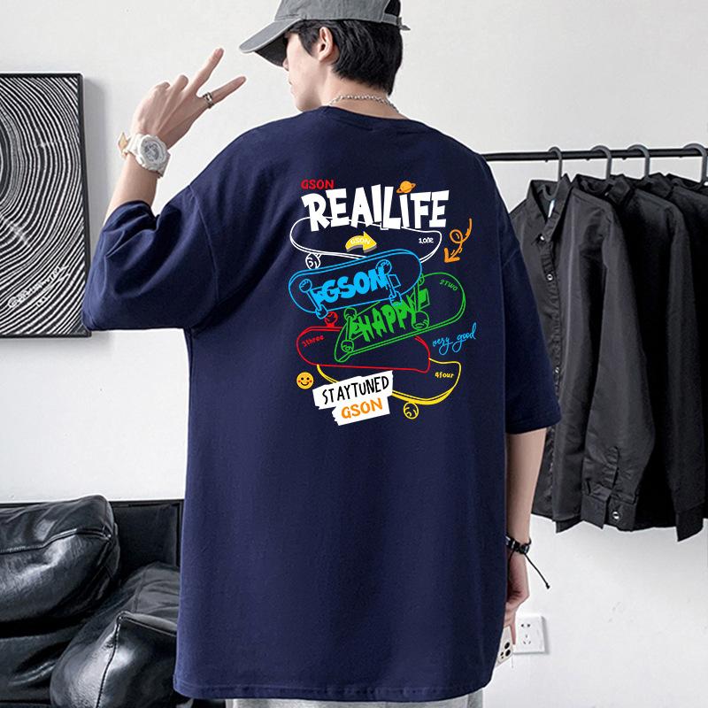Hip Hop Style Mens Oversized Drop Shoulder T-Shirt 100% Cotton Streetwear Tee