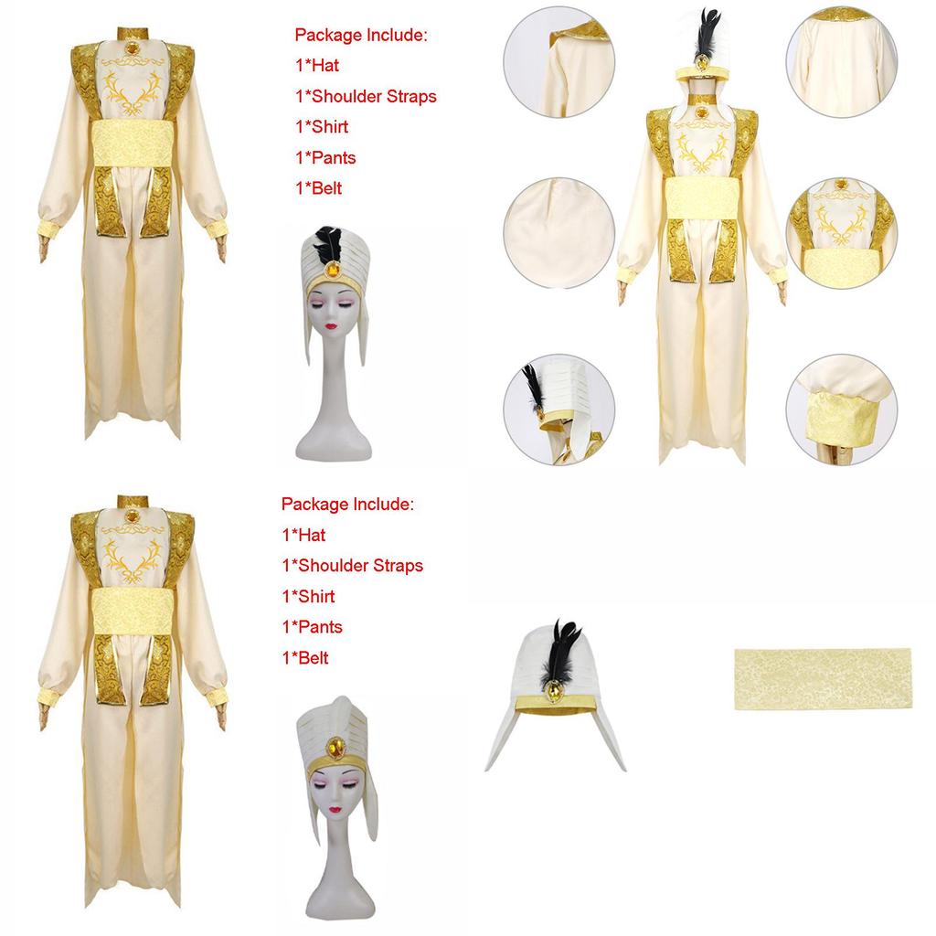 Stylish Arabian Prince Aladdin Adult Cosplay Costume Party Outfit With Hat