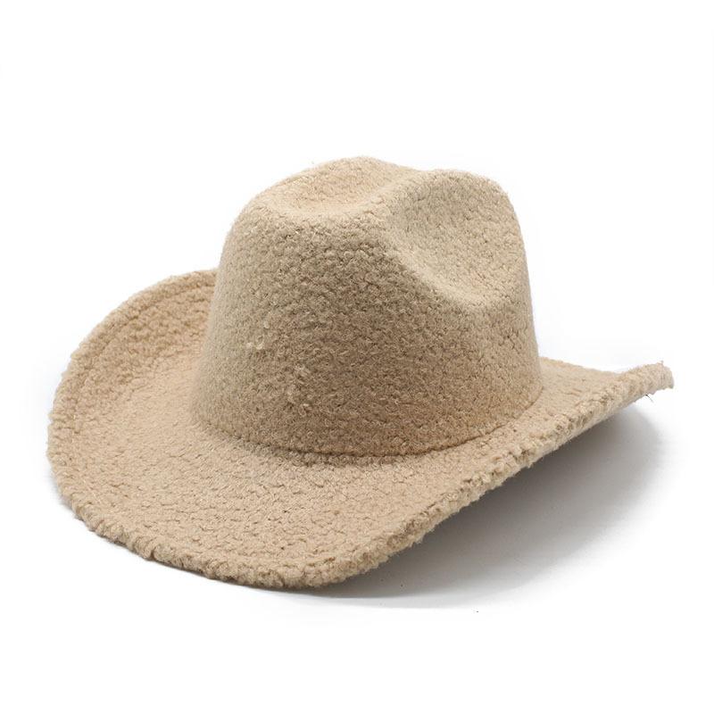 Carnival Party Hat Outdoor Vintage Western Cowboy Hat Top Hat Lamb Wool Hat Warm Jazz Hat