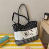 Cute Polka Dot Tote Bag for Women Shoulder Bag with Star Print and Striped Design, Large Capacity Everyday Bag