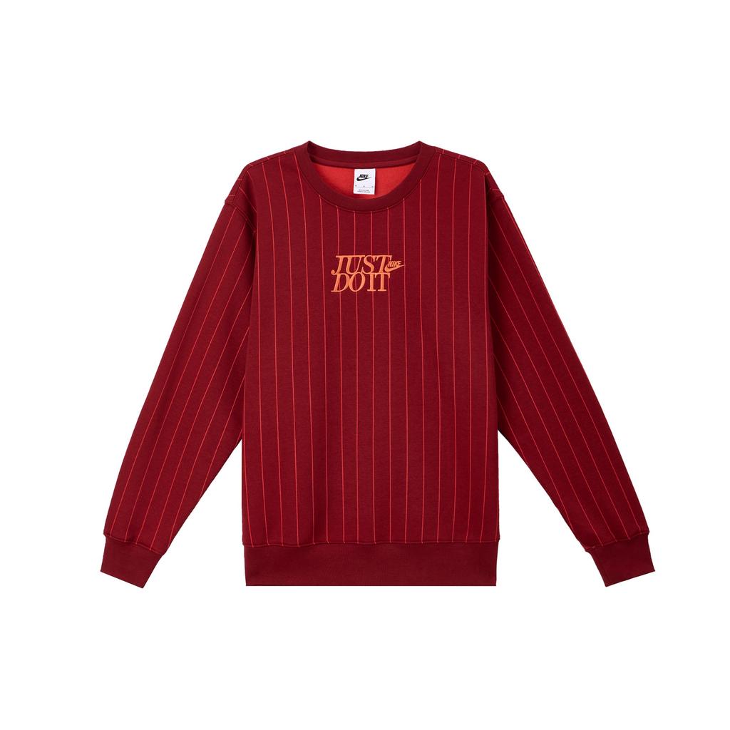 Nike Sportswear Club SS25 BB Crew JDI AOP Casual Striped Letter College Sweatshirt Men sweatshirt Red HJ2158-677